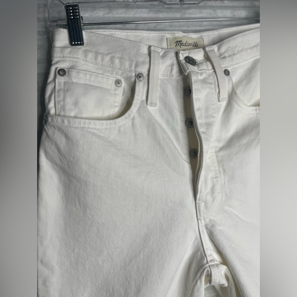 Madewell High-Rise Long Denim Shorts -Tile White - Women's Size 24 - Picture 11 of 16